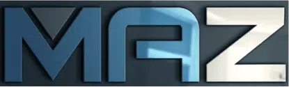 A blue and black logo with the letter e